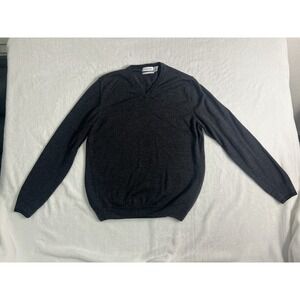 Calvin Klein Dark Gray Merino Wool V-Neck Sweater Men's Size L